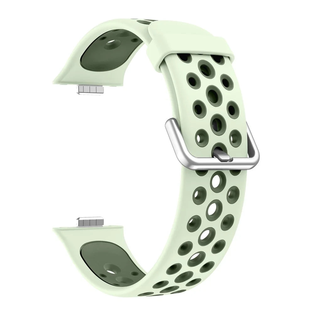 Silicone Watch Band for Huawei Watch Fit 4 Pro / Fit 4 / Fit 3 Round Holes Dual Color Replacement Strap - Mint Green - 2