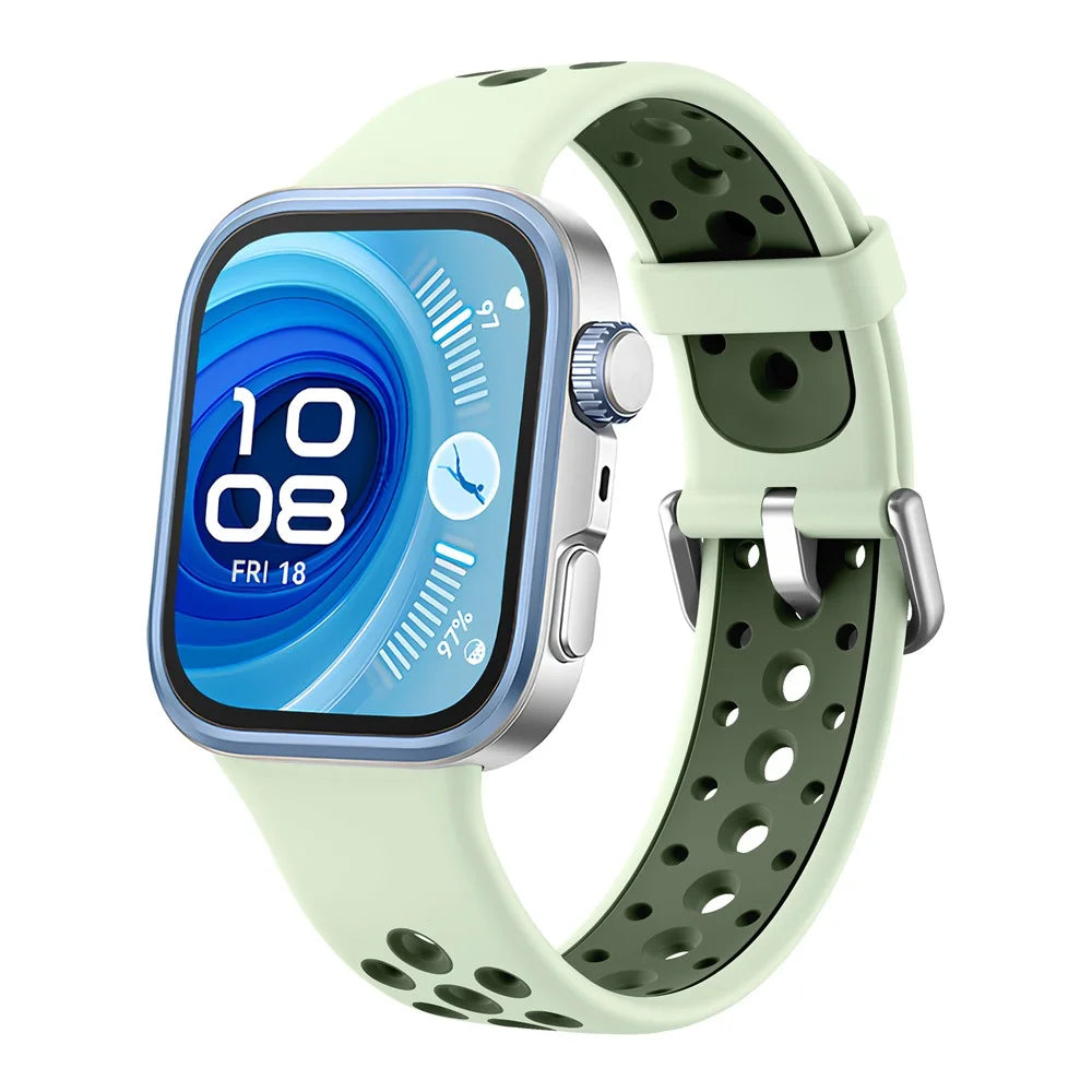 Silicone Watch Band for Huawei Watch Fit 4 Pro / Fit 4 / Fit 3 Round Holes Dual Color Replacement Strap - Mint Green - 4