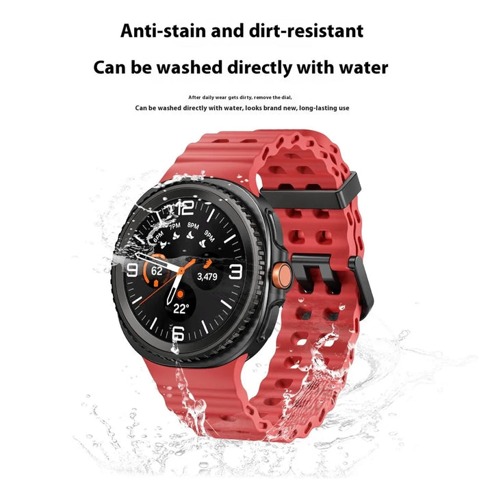 Silicone Band for Samsung Galaxy Watch8 44mm / 40mm / Watch8 Classic 46mm Solid Color Quick Release Watch Strap - Red - 3