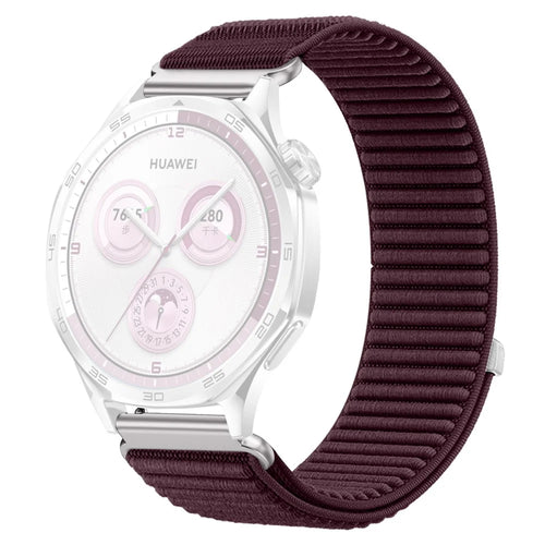 For Samsung Galaxy Watch7 44mm / 40mm Wrist Strap 20mm Magic Tape Nylon Woven Watch Band - Plum Color - 1