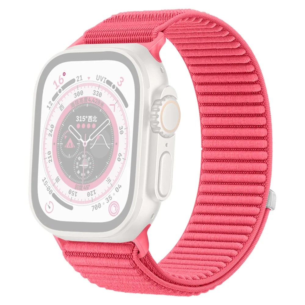 Wrist Strap for Apple Watch Series 11 10 42mm / 9 8 7 41mm / SE3 SE2 SE 6 5 4 40mm / 3 2 1 38mm Magic Tape Nylon Woven Watch Band - Water Red - 1