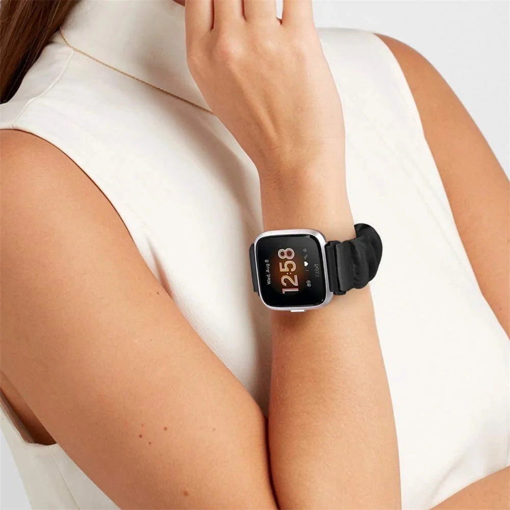 Elastic Scrunchie Hair Band Watch Strap for Apple Watch Ultra 3 2 1 49mm / Series 11 10 46mm / 9 8 7 45mm / SE3 SE2 SE 6 5 4 44mm / 3 2 1 42mm - Black - 5