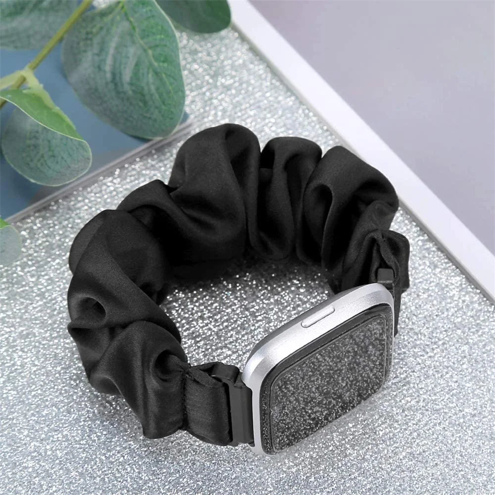 Elastic Scrunchie Hair Band Watch Strap for Apple Watch Ultra 3 2 1 49mm / Series 11 10 46mm / 9 8 7 45mm / SE3 SE2 SE 6 5 4 44mm / 3 2 1 42mm - Black - 7