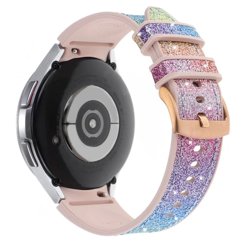 Glitter Band for Samsung Galaxy Watch7 / Watch6 / Watch6 Classic / Watch5 / Watch5 Pro / Watch4 / Watch4 Classic Leather Coated Silicone Strap - Rainbow - 1