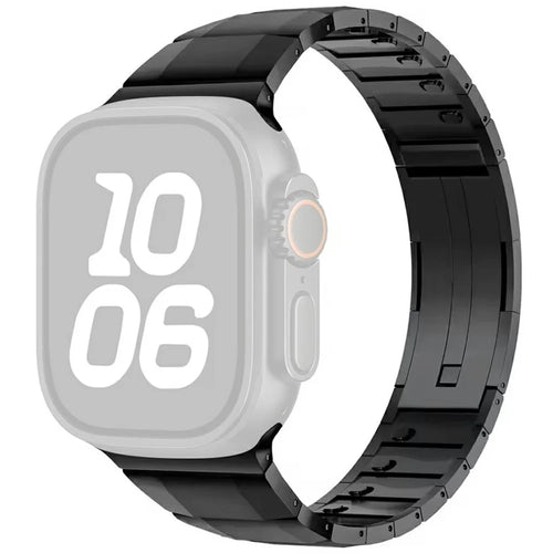 Stainless Steel Watch Band For Apple Watch Ultra 3 2 1 49mm / Series 11 10 46mm / 9 8 7 45mm / SE3 SE2 SE 6 5 4 44mm / 3 2 1 42mm Side Release Single Bead Strap - Black - 1