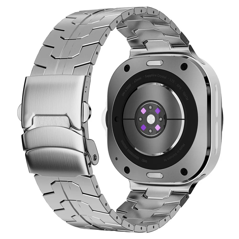 Stainless Steel Watch Band For Samsung Galaxy Watch8 44mm  /  40mm  /  Watch8 Classic 46mm Double Folding Buckle Wrist Strap Silver - 1