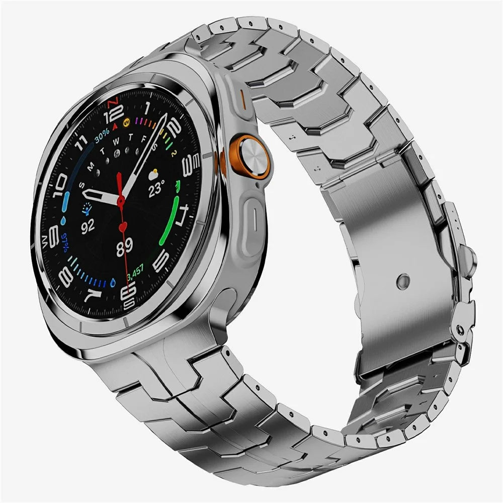 Stainless Steel Watch Band For Samsung Galaxy Watch8 44mm  /  40mm  /  Watch8 Classic 46mm Double Folding Buckle Wrist Strap Silver - 2