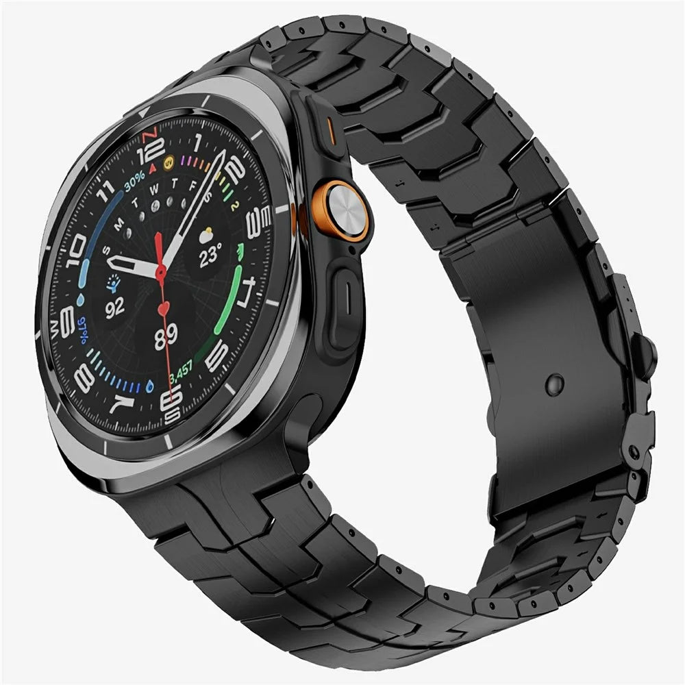 Stainless Steel Watch Band For Samsung Galaxy Watch8 44mm  /  40mm  /  Watch8 Classic 46mm Double Folding Buckle Wrist Strap Black - 2