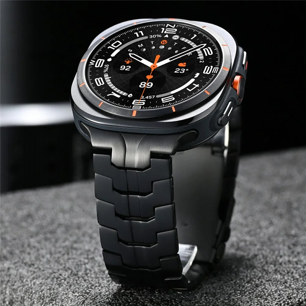 Stainless Steel Watch Band For Samsung Galaxy Watch8 44mm  /  40mm  /  Watch8 Classic 46mm Double Folding Buckle Wrist Strap Black - 4