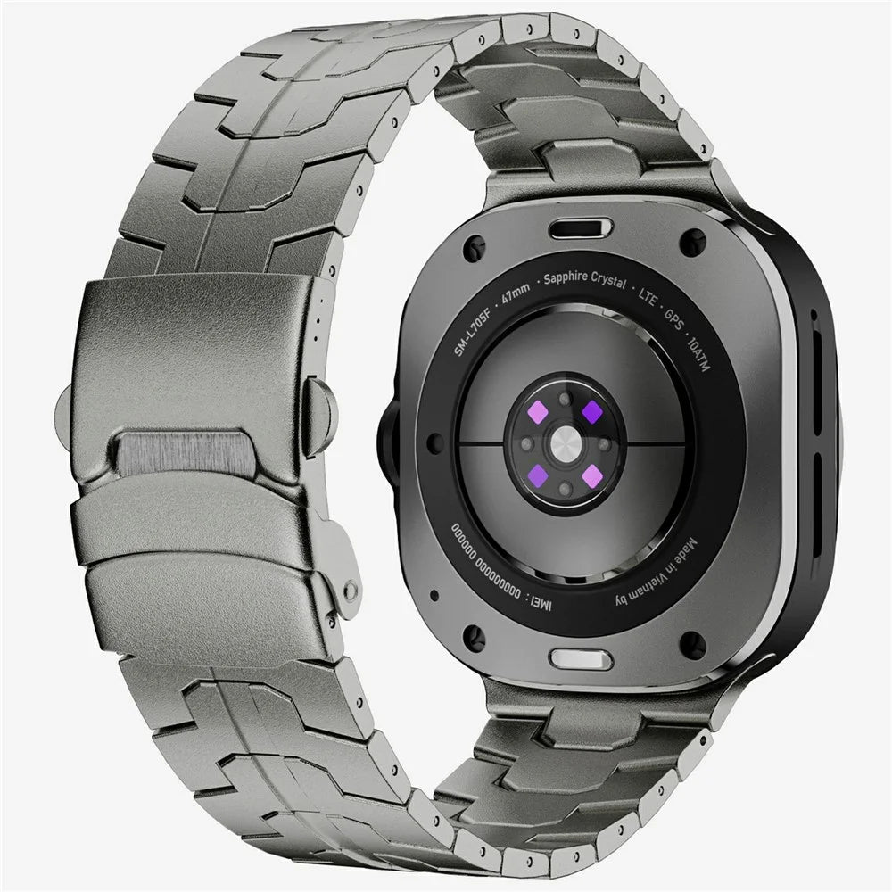 Stainless Steel Watch Band For Samsung Galaxy Watch8 44mm  /  40mm  /  Watch8 Classic 46mm Double Folding Buckle Wrist Strap Titanium - 1