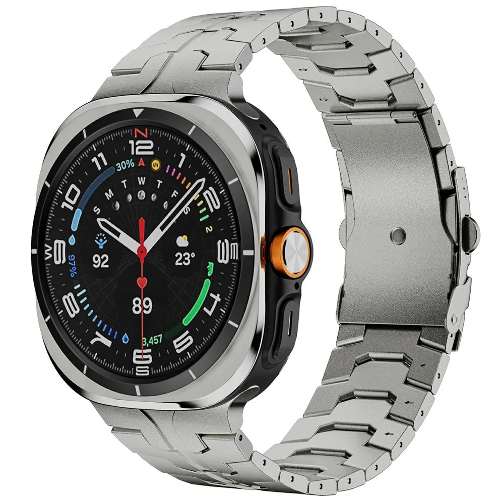 Stainless Steel Watch Band For Samsung Galaxy Watch8 44mm  /  40mm  /  Watch8 Classic 46mm Double Folding Buckle Wrist Strap Titanium - 2