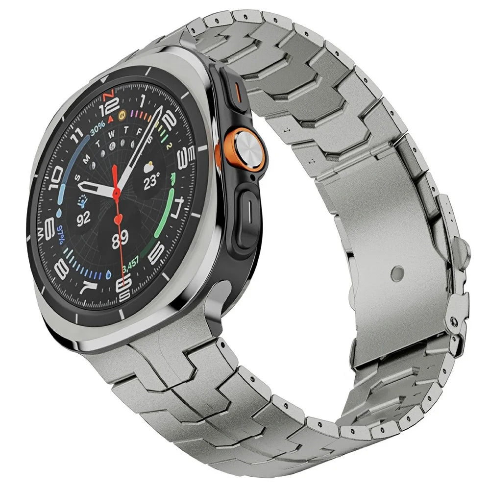 Stainless Steel Watch Band For Samsung Galaxy Watch8 44mm  /  40mm  /  Watch8 Classic 46mm Double Folding Buckle Wrist Strap Titanium - 3