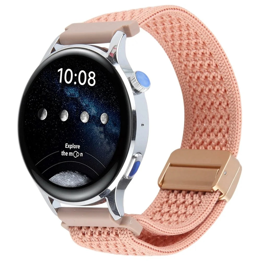 22mm Watch Strap for Huawei Watch GT 5 Pro / GT 5 / GT 4 / Watch 4 / Samsung Galaxy Watch3 45mm / Huami Amazfit GTR 4 46mm Nylon Wristband - Dark Pink - 2