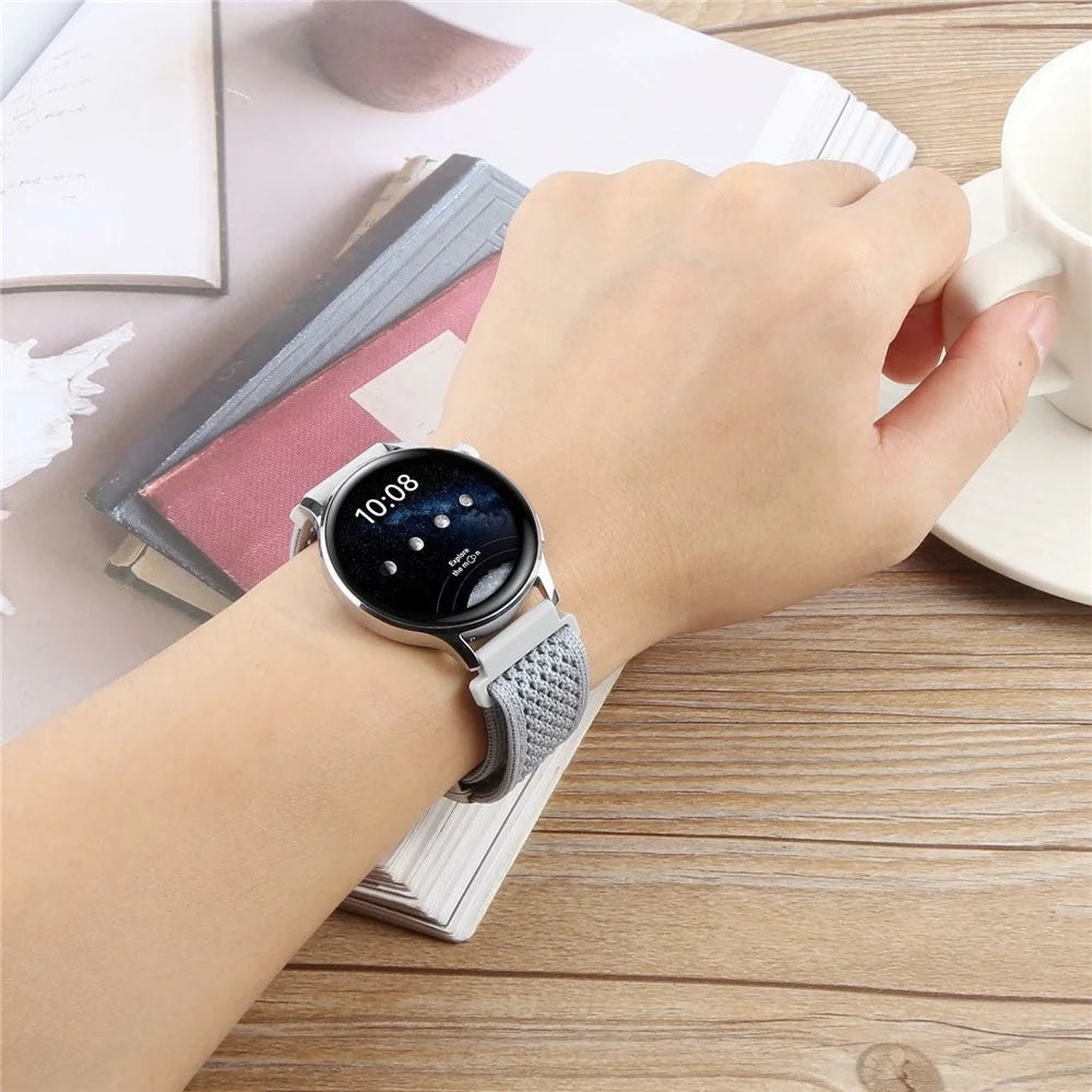 22mm Watch Strap for Huawei Watch GT 5 Pro / GT 5 / GT 4 / Watch 4 / Samsung Galaxy Watch3 45mm / Huami Amazfit GTR 4 46mm Nylon Wristband - Dark Pink - 5
