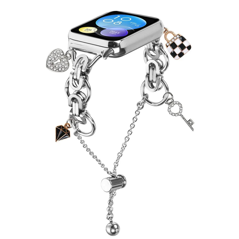 For Xiaomi Smart Band 10 Pro / 9 Pro / 8 Pro / Redmi Watch 6 / 5 / 4 Silver Watch Band Adjustable Single Chain Style Metal Alloy Strap - 2