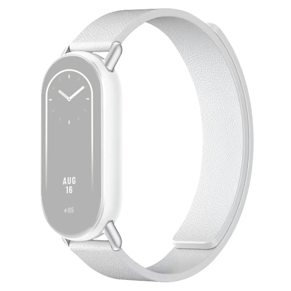 Silicone Band for Xiaomi Smart Band 10 / 10 NFC / 10 Ceramic / 9 / 9 NFC / 9 Ceramic Edition / 8 / 8 NFC Litchi Texture Magnetic Strap - White - 1