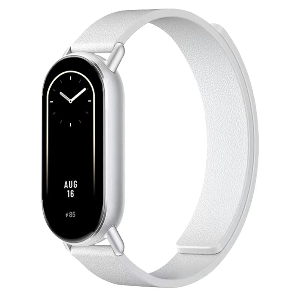 Silicone Band for Xiaomi Smart Band 10 / 10 NFC / 10 Ceramic / 9 / 9 NFC / 9 Ceramic Edition / 8 / 8 NFC Litchi Texture Magnetic Strap - White - 2