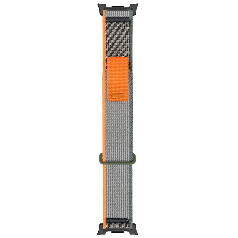 Nylon Watch Strap For Samsung Galaxy Watch8 44mm  /  40mm  /  Watch8 Classic 46mm Loop Fastener Wrist Band with Metal Connectors - Orange  /  Grey - 1