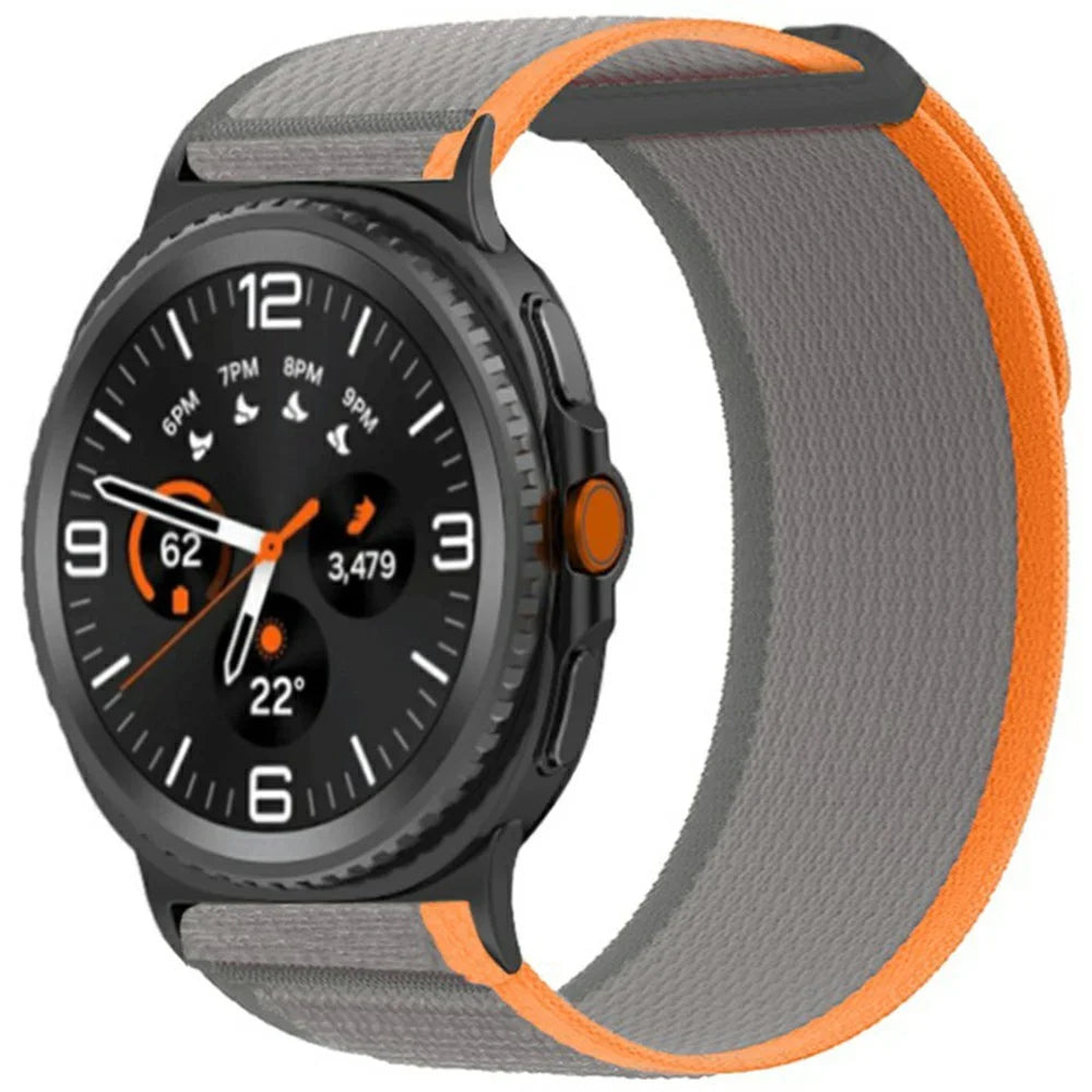 Nylon Watch Strap For Samsung Galaxy Watch8 44mm  /  40mm  /  Watch8 Classic 46mm Loop Fastener Wrist Band with Metal Connectors - Orange  /  Grey - 2
