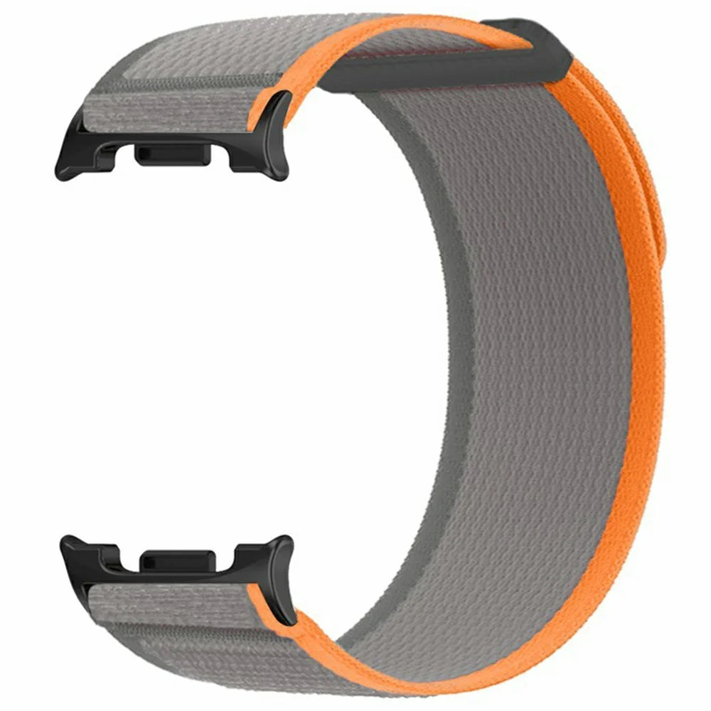 Nylon Watch Strap For Samsung Galaxy Watch8 44mm  /  40mm  /  Watch8 Classic 46mm Loop Fastener Wrist Band with Metal Connectors - Orange  /  Grey - 3