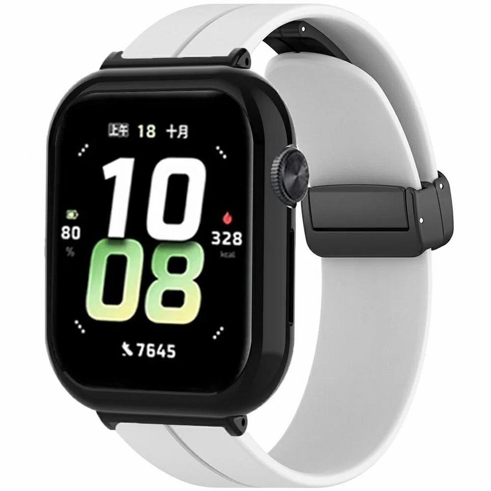For Honor Watch 5 Strap with Case 2 in 1 Silicone Watch Band Magnetic Folding Buckle - White - 1