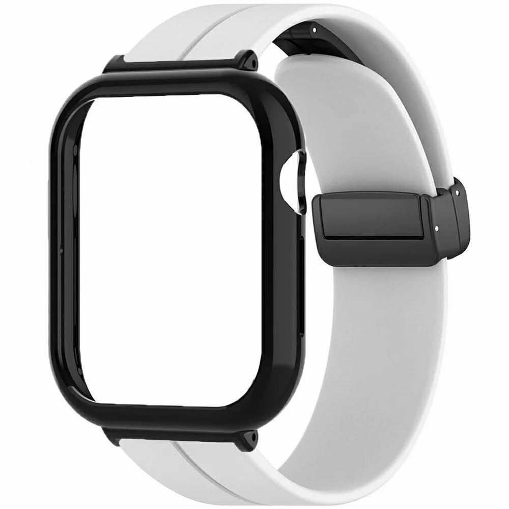 For Honor Watch 5 Strap with Case 2 in 1 Silicone Watch Band Magnetic Folding Buckle - White - 2