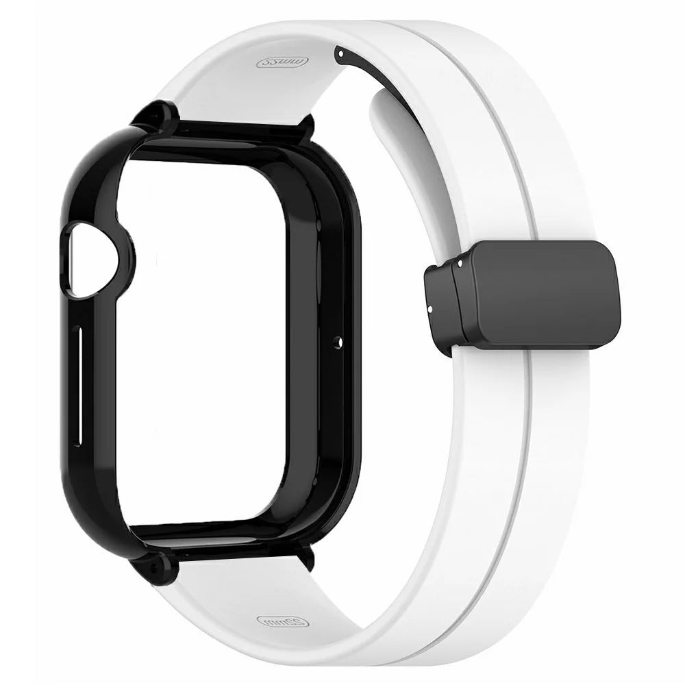For Honor Watch 5 Strap with Case 2 in 1 Silicone Watch Band Magnetic Folding Buckle - White - 3