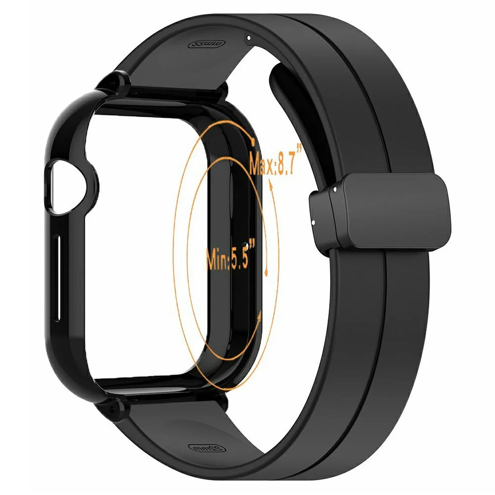 For Honor Watch 5 Strap with Case 2 in 1 Silicone Watch Band Magnetic Folding Buckle - White - 4