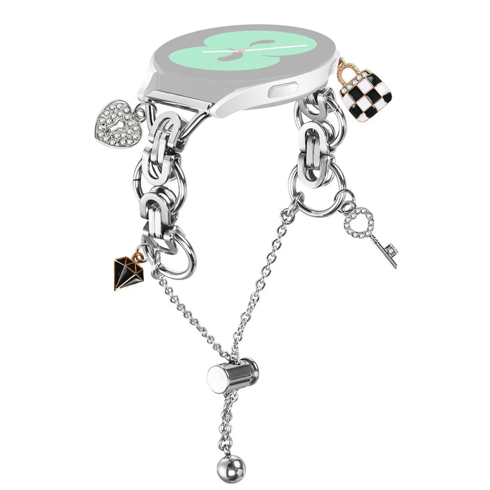 For Samsung Galaxy Watch3 41mm Silver Watch Band Adjustable Single Chain Style Metal Alloy Strap - 1
