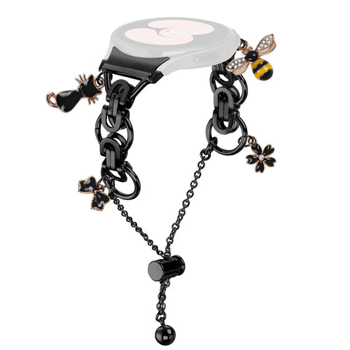 Colored Metal Strap with Quick Release Connector for Samsung Galaxy Watch 5 Pro / 5 / Watch4 Single Loop Beaded Chain Watchband - Black - 1