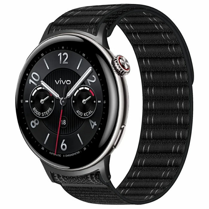 For vivo Watch 5  /  iQOO Watch 5 Watch Band Wave Pattern Nylon Strap with Black Connectors - Black - 2