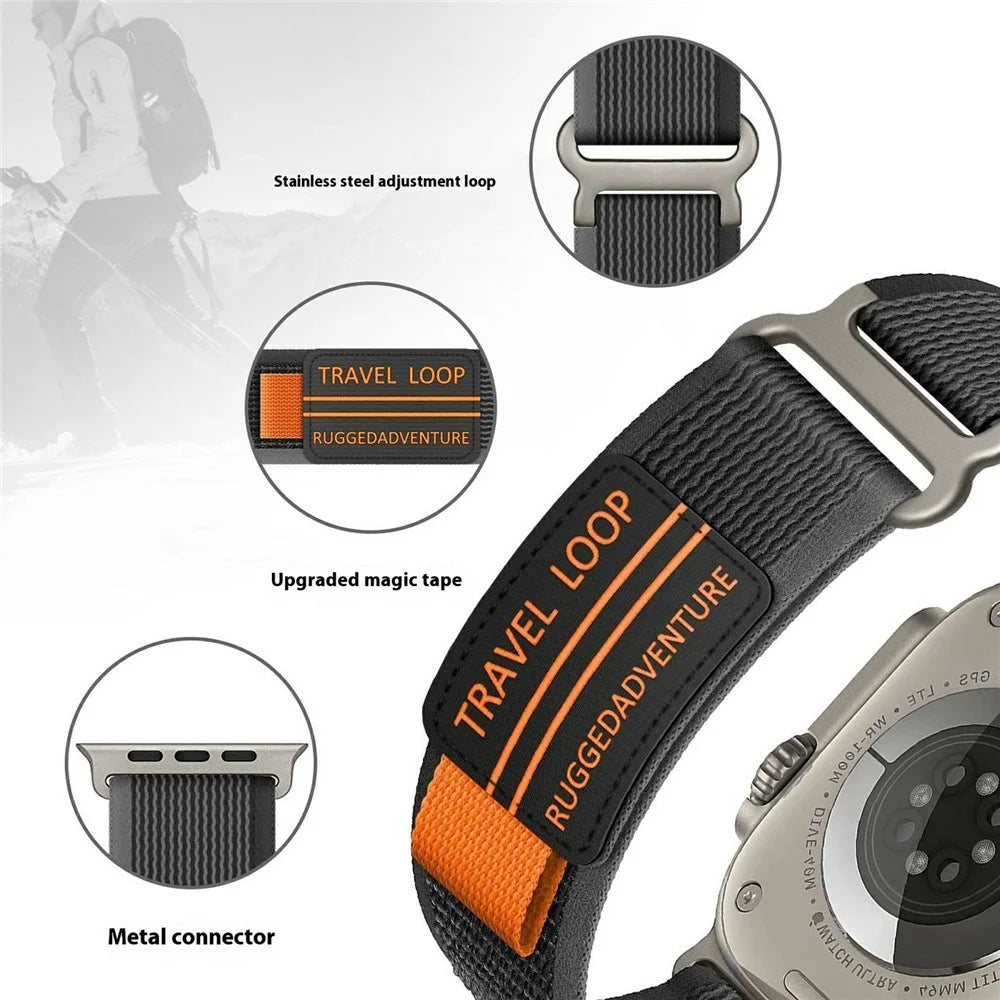 Nylon Strap for Huawei Watch Fit 4 Pro  /  Fit 4  /  Fit 3 Magic Tape Universal Watch Band with Metal Buckle - Orange  /  Beige - 2