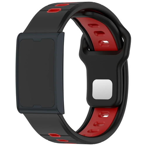 For Huami Amazfit Helio Strap Dual Color Soft Silicone Watch Strap Adjustable Wristband - Black+Red - 1