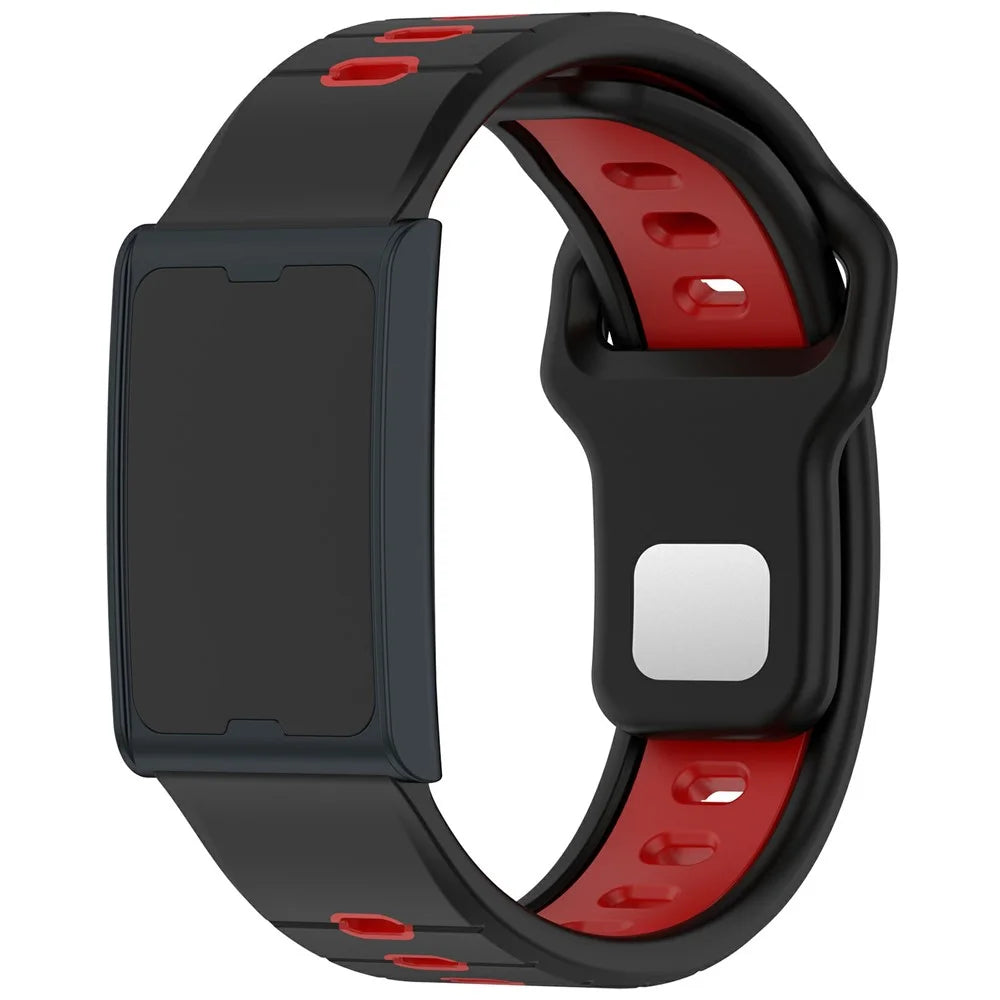 For Huami Amazfit Helio Strap Dual Color Soft Silicone Watch Strap Adjustable Wristband - Black+Red - 1