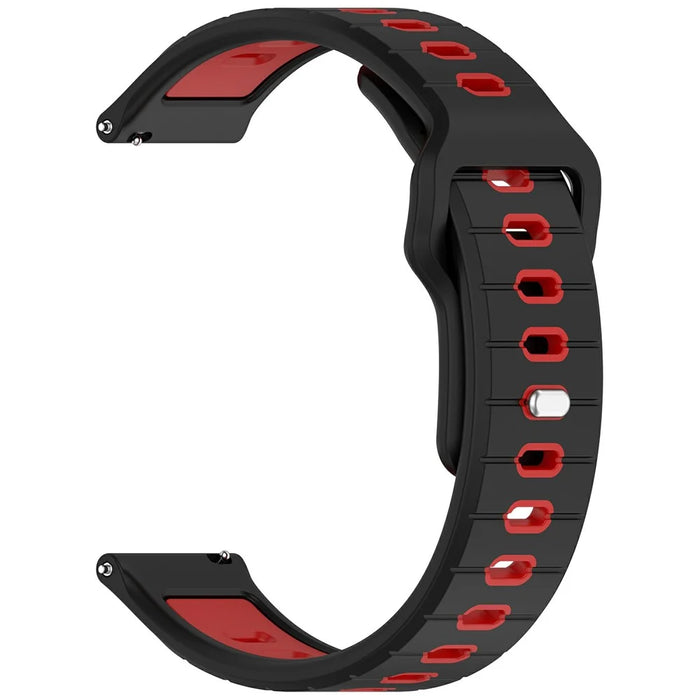 For Huami Amazfit Helio Strap Dual Color Soft Silicone Watch Strap Adjustable Wristband - Black+Red - 3