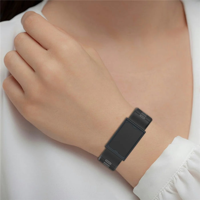 For Huami Amazfit Helio Strap Dual Color Soft Silicone Watch Strap Adjustable Wristband - Black+Red - 5