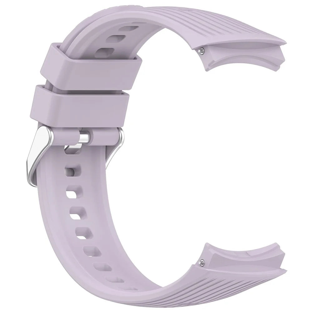 For Huawei Watch 5 42mm Striped Silicone Adjustable Watch Band Solid Color Soft Wristband - Light Purple - 4