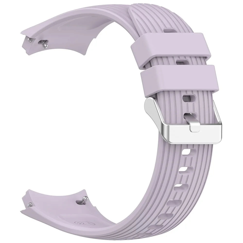 For Huawei Watch 5 46mm Striped Silicone Adjustable Watch Band Solid Color Soft Wristband - Light Purple - 3