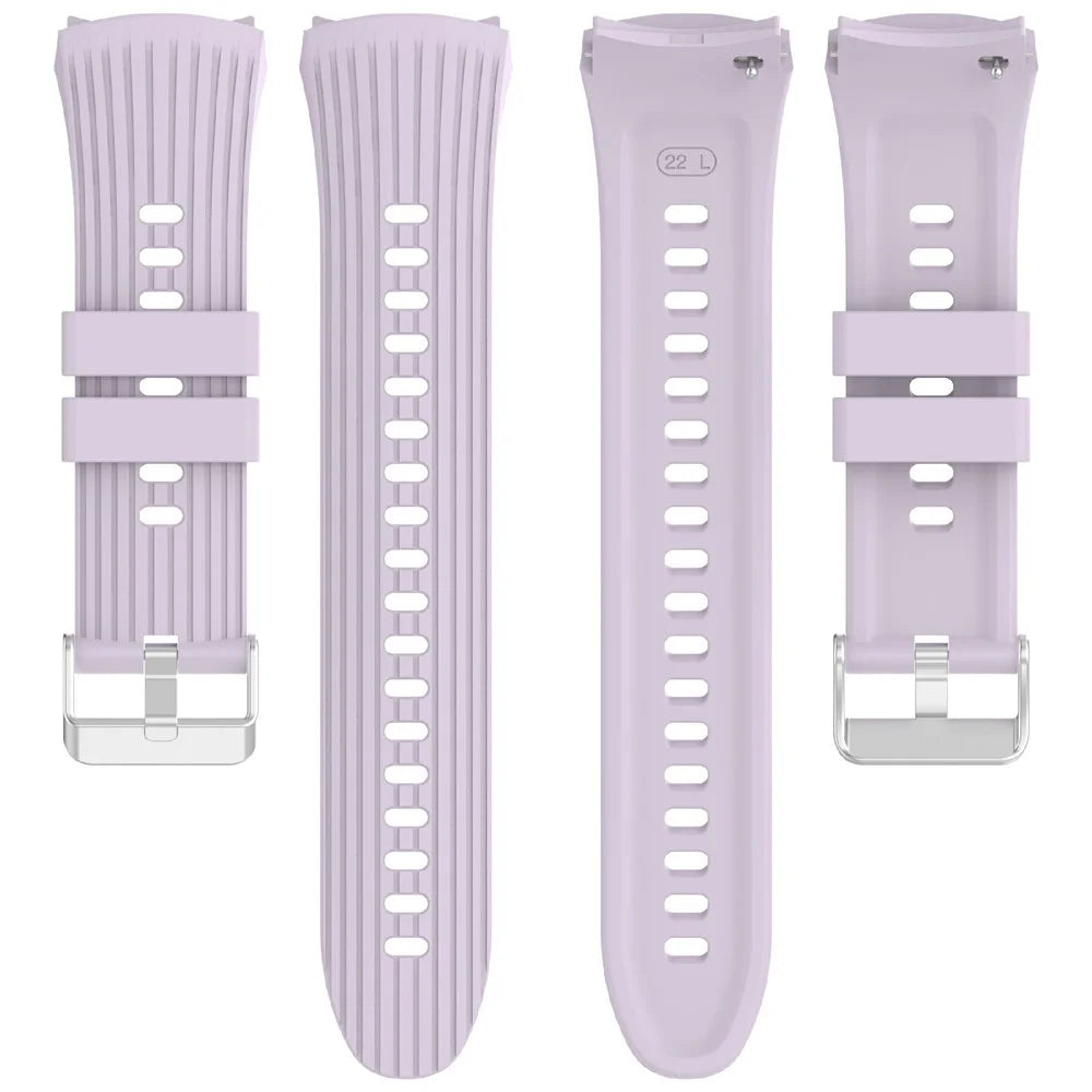 For Huawei Watch 5 46mm Striped Silicone Adjustable Watch Band Solid Color Soft Wristband - Light Purple - 5