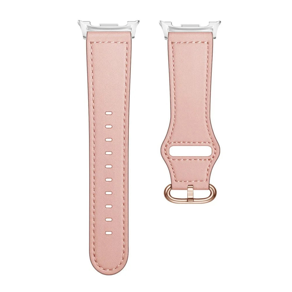 For Samsung Galaxy Watch8 44mm / 40mm Genuine Cow Leather Strap with Classic Buckle Adjustable Watchband - Pink - 3