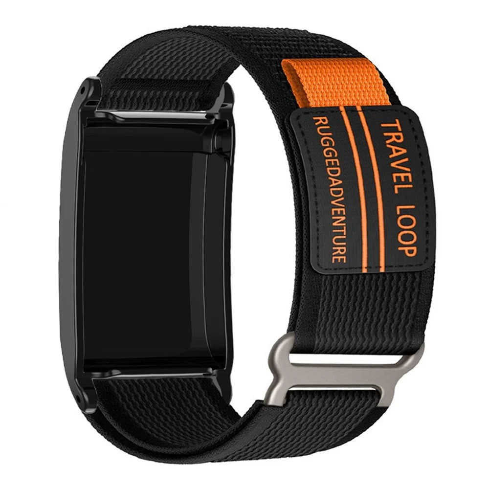 Nylon Strap for WHOOP 5.0 LIFE MG / 5.0 Peak / 5.0 One / 5.0 / 4.0 Magic Tape Watch Band with Metal Buckle - Black - 1