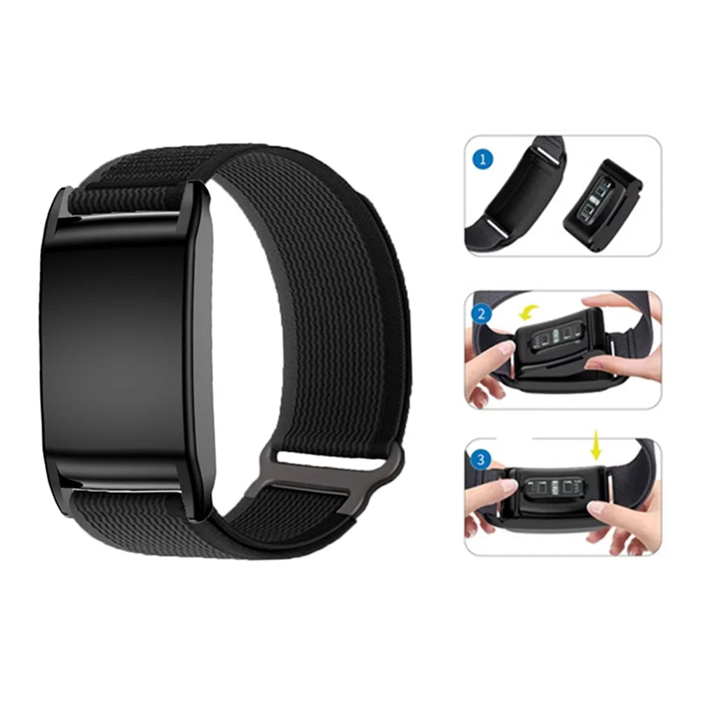 Nylon Strap for WHOOP 5.0 LIFE MG / 5.0 Peak / 5.0 One / 5.0 / 4.0 Magic Tape Watch Band with Metal Buckle - Black - 4