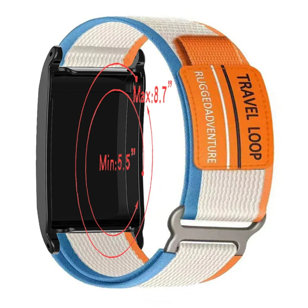 Nylon Strap for WHOOP 5.0 LIFE MG / 5.0 Peak / 5.0 One / 5.0 / 4.0 Magic Tape Watch Band with Metal Buckle - Black - 6