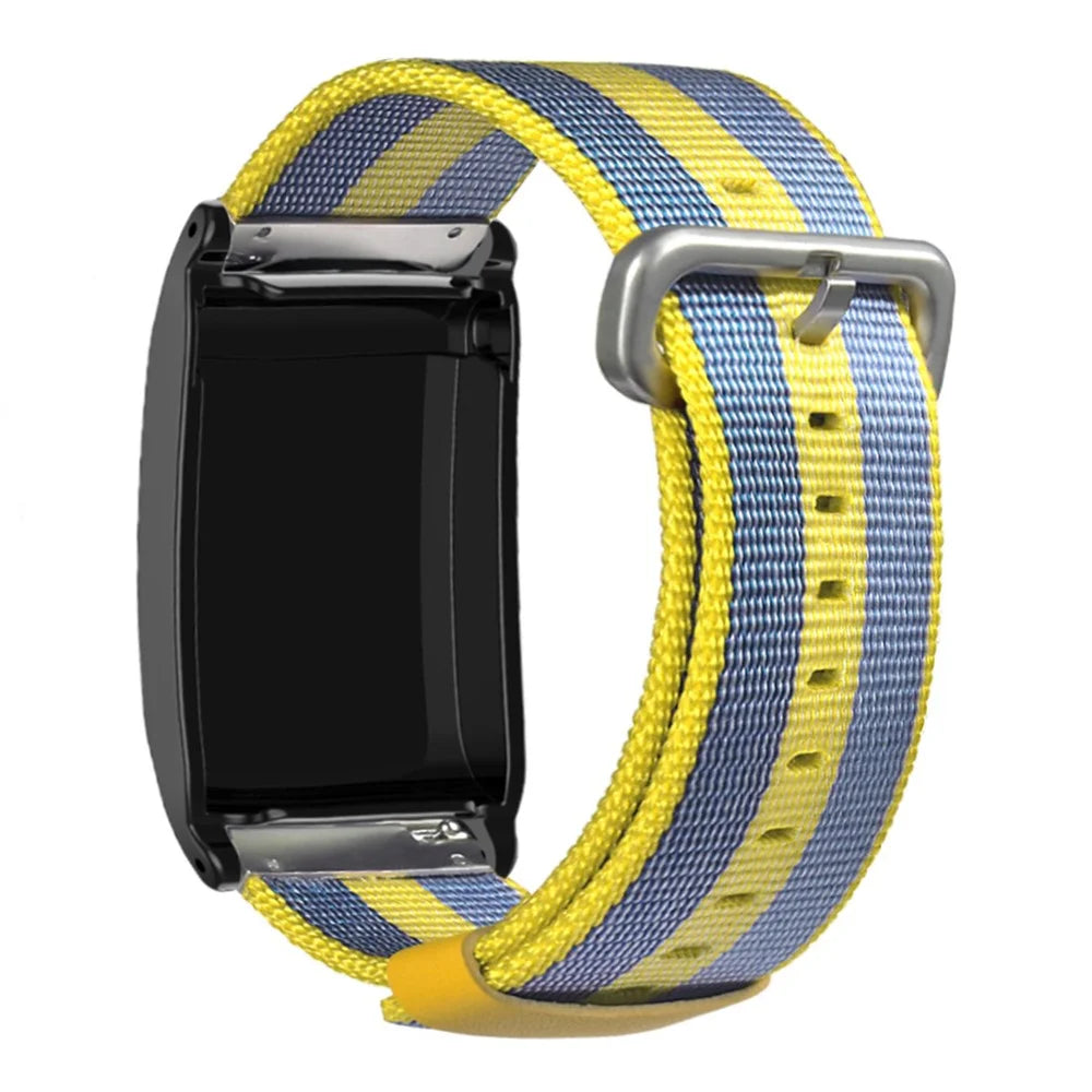 Striped Wristband for WHOOP 5.0 LIFE MG / 5.0 Peak / 5.0 One / 5.0 / 4.0 Fitness Tracker Nylon Replacement Strap - Yellow / Blue - 1