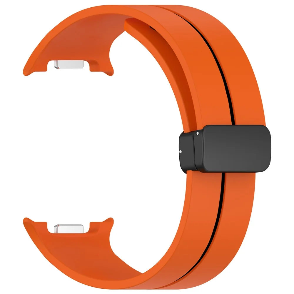 Silicone Watch Band for Samsung Galaxy Watch8 44mm / 40mm / Watch8 Classic 46mm Magnetic Buckle Adjustable Strap - Orange / Black - 3