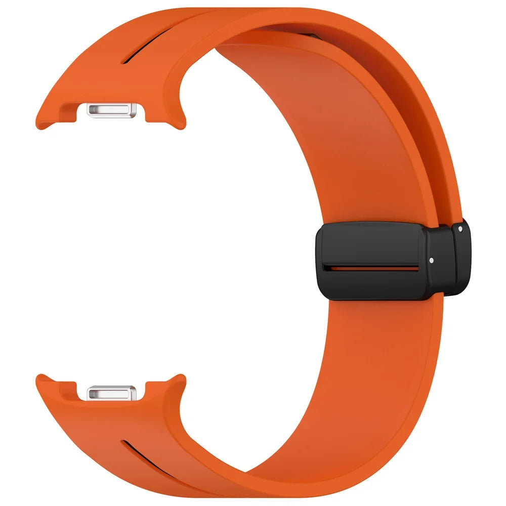 Silicone Watch Band for Samsung Galaxy Watch8 44mm / 40mm / Watch8 Classic 46mm Magnetic Buckle Adjustable Strap - Orange / Black - 4