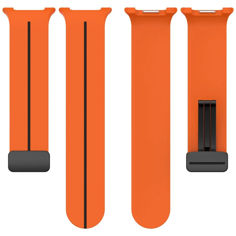 Silicone Watch Band for Samsung Galaxy Watch8 44mm / 40mm / Watch8 Classic 46mm Magnetic Buckle Adjustable Strap - Orange / Black - 5