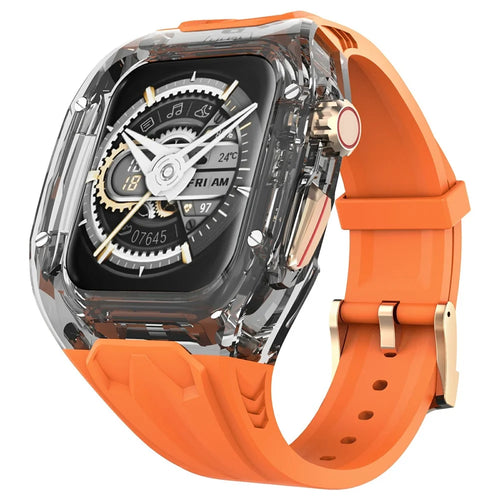 AHASTYLE WE28 For Apple Watch Series 10 42mm Silicone Watch Band with Anti-drop Case - Orange - 1