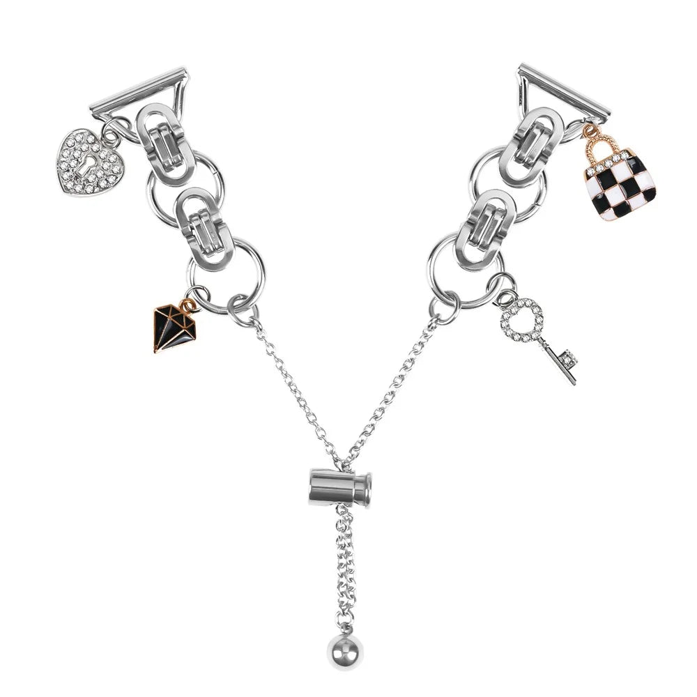 For Garmin Approach S40 / Forerunner 158 Silver Watch Band Adjustable Single Chain Style Metal Alloy Strap - 1
