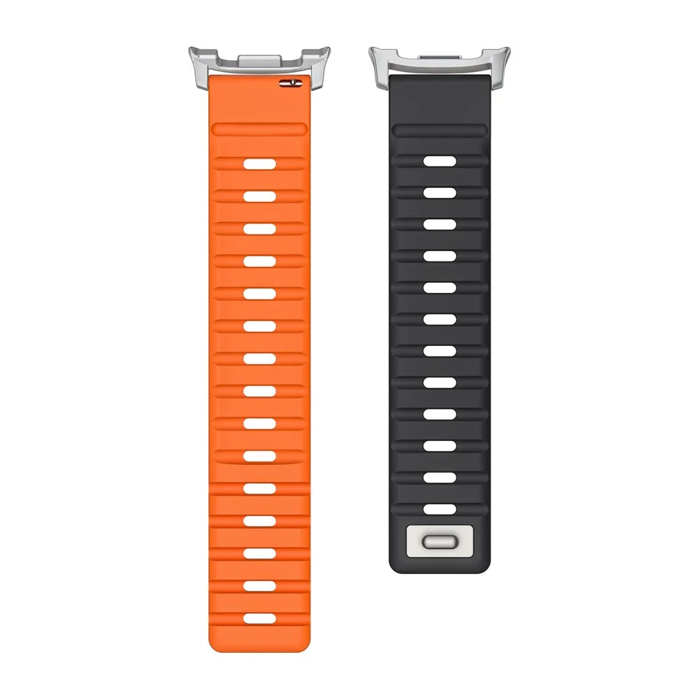 Magnetic Band for Samsung Galaxy Watch8 Classic 46mm  /  Watch8 44mm  /  40mm Silicone Breathable Watch Strap - Black+Orange - 2